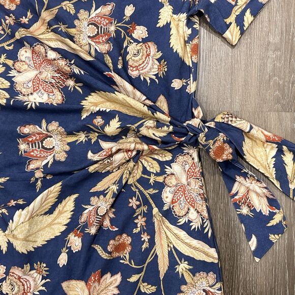Sezane Pippa Dress Large Floral Maxi Organic Cotton Blue Never Ending Summer - Picture 11 of 15